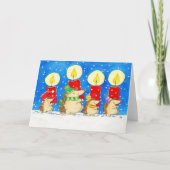 Christmas Candles Hedgheogs Greeting  カード (正面)