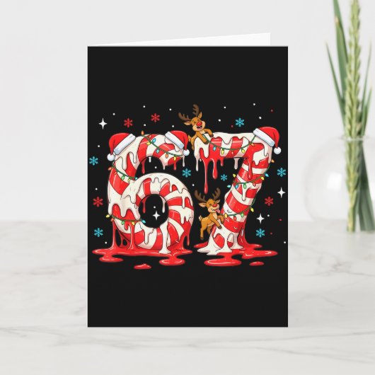 Christmas Candy Cane 67 Meme Six Seven Funny Boys カード (正面)