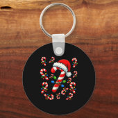 Christmas Candy Cane Crew Xmas Holiday Family Matc キーホルダー (正面)