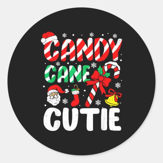 Christmas Candy Cane Cutie Xmas Holiday Toddler Ki ラウンドシール (正面)