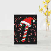 Christmas Candy Cane Hat Santa Xmas Holiday Toddle カード (黄色い花)