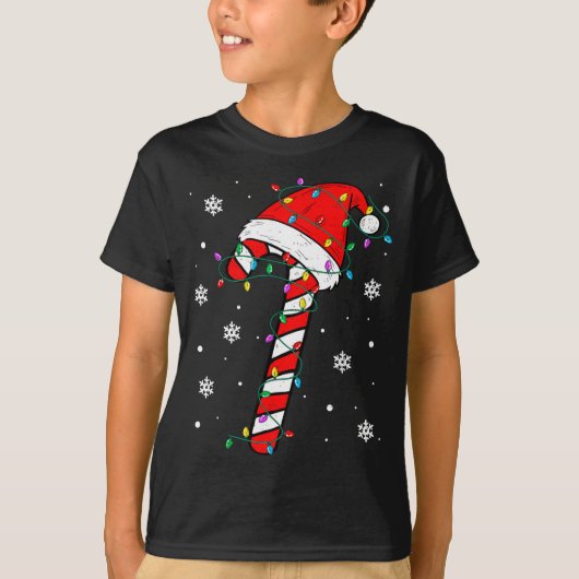 Christmas Candy Cane Hat Santa Xmas Holiday Toddle Tシャツ (正面)