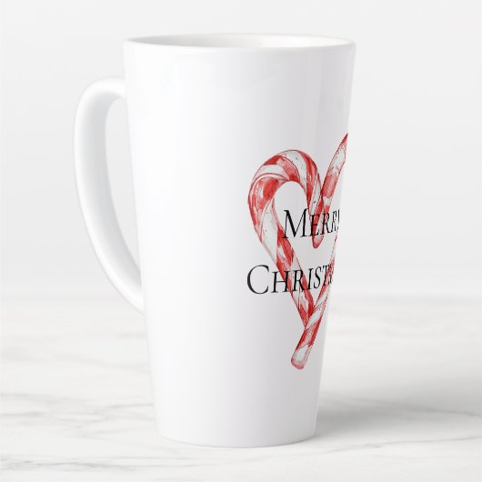 Christmas Candy Cane Heart カフェラテマグ (左アングル)