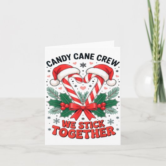 Christmas Candy Cane Heart Holiday Family Matching カード (正面)
