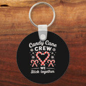 Christmas Candy Cane Heart Holiday Family Matching キーホルダー (正面)