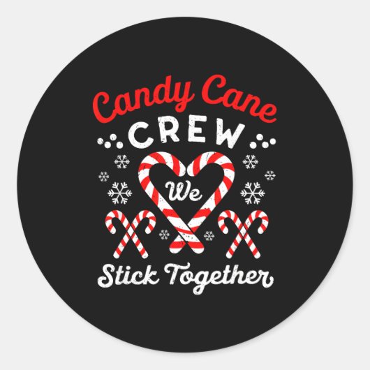 Christmas Candy Cane Heart Holiday Family Matching ラウンドシール (正面)