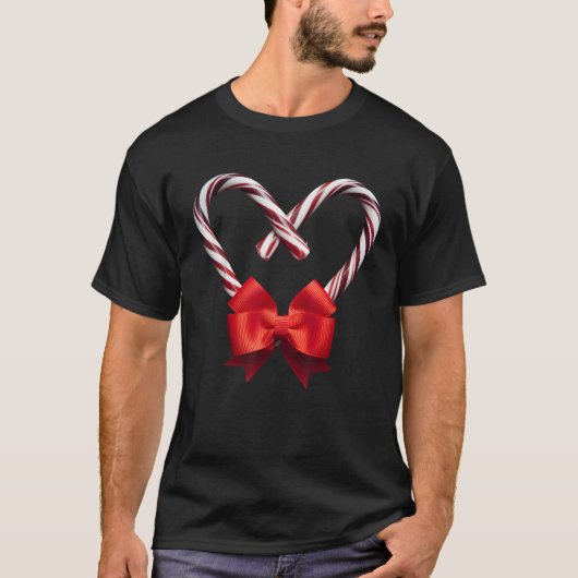 Christmas Candy Cane Heart Sweet Holiday Design  Tシャツ (正面)