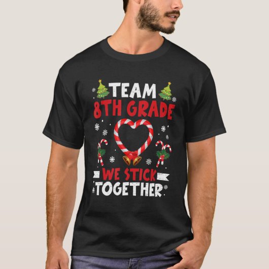Christmas Candy Cane Heart Team 8th Grade Student  Tシャツ (正面)