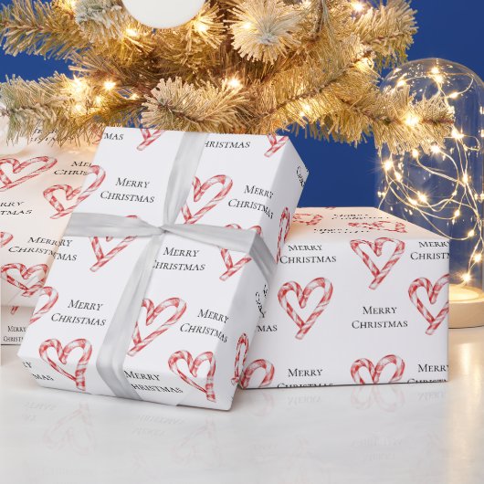 Christmas Candy Cane Hearts ラッピングペーパー (クリスマス)