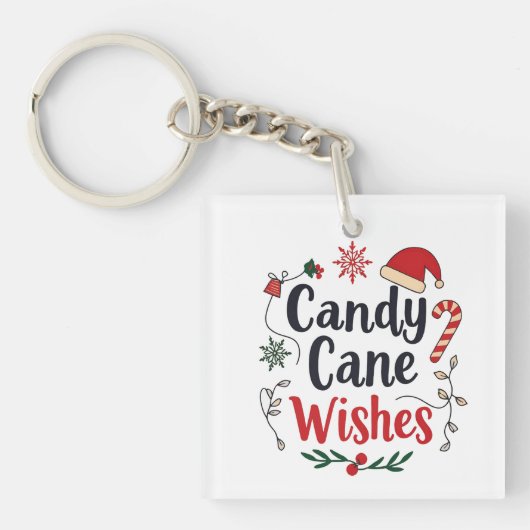 Christmas Candy Cane Keychain – Cheerful Gift Idea キーホルダー (正面)