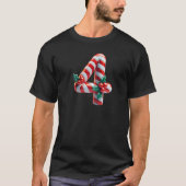 Christmas Candy Cane Number Four Design Raglan Bas Tシャツ (正面)