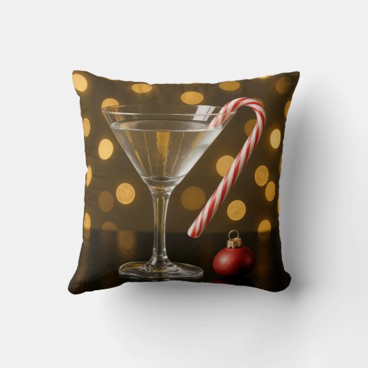 Christmas Candy Cane On a Martini Glass クッション (裏面)