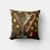 Christmas Candy Cane On a Martini Glass クッション (正面)