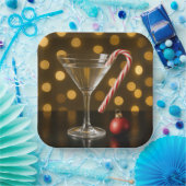 Christmas Candy Cane On a Martini Glass ペーパープレート (パーティー)
