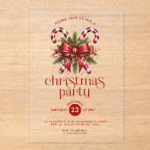 Christmas Candy Cane Party Invitation アクリル招待状 (正面)
