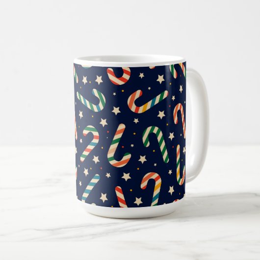Christmas Candy Cane Pattern コーヒーマグカップ (正面右)