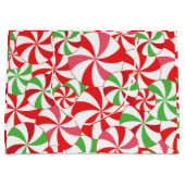 Christmas Candy Cane Pattern, Xmas Party Candy ラージペーパーバッグ (正面)
