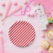 Christmas Candy Cane Red Stripped Paper Plates ペーパープレート (パーティー)
