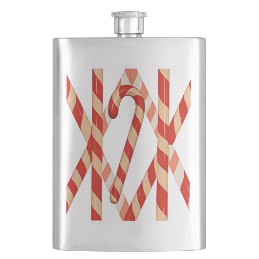 Christmas Candy Cane Red White Vector Design フラスク (正面)