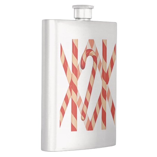 Christmas Candy Cane Red White Vector Design フラスク (右)