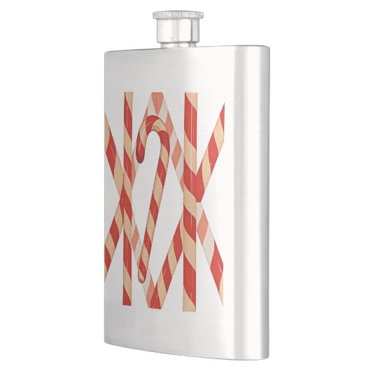 Christmas Candy Cane Red White Vector Design フラスク (左)