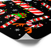 Christmas Candy Cane Santa Hat Reindeer Funny Xmas ポスター (角)