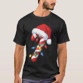 Christmas Candy Cane Santa Hat Xmas Lights Tシャツ (正面)