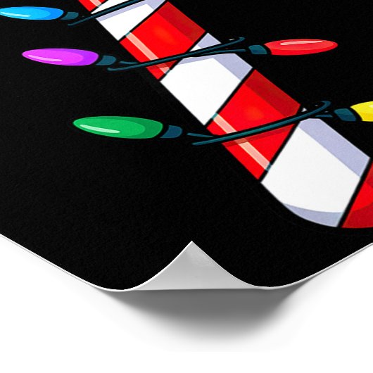 Christmas Candy Cane Santa Xmas ポスター (角)