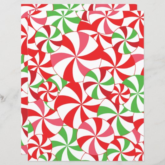Christmas Candy Cane Scrapbook Paper (正面/裏面)