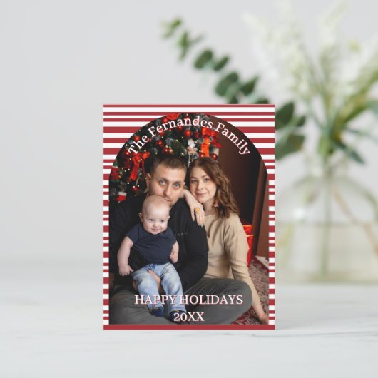 Christmas Candy Cane Stripes Cutsom ポストカード (スタンド正面)