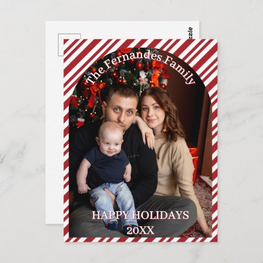 Christmas Candy Cane Stripes Cutsom ポストカード (正面/裏面)