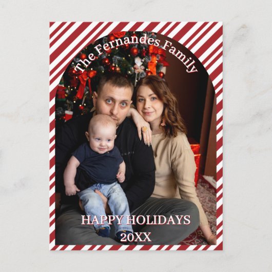 Christmas Candy Cane Stripes Cutsom ポストカード (正面)