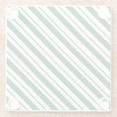 Christmas Candy Cane Stripes in Green and White  ガラスコースター (裏面)