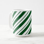 Christmas Candy Cane Stripes in Green and White コーヒーマグカップ (正面左)