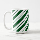 Christmas Candy Cane Stripes in Green and White コーヒーマグカップ (左)