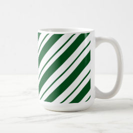 Christmas Candy Cane Stripes in Green and White  コーヒーマグカップ