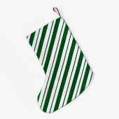 Christmas Candy Cane Stripes in Green and White  スモールクリスマスストッキング (裏面 (吊り時))