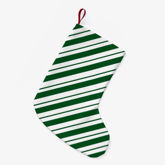 Christmas Candy Cane Stripes in Green and White  スモールクリスマスストッキング (正面 (吊り時))