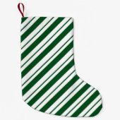 Christmas Candy Cane Stripes in Green and White  スモールクリスマスストッキング (正面)