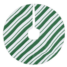 Christmas Candy Cane Stripes in Green and White  フェイクリネンツリースカート