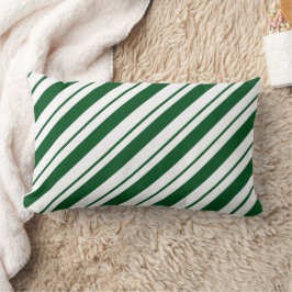 Christmas Candy Cane Stripes in Green and White  ランバークッション