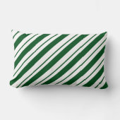 Christmas Candy Cane Stripes in Green and White  ランバークッション (正面)