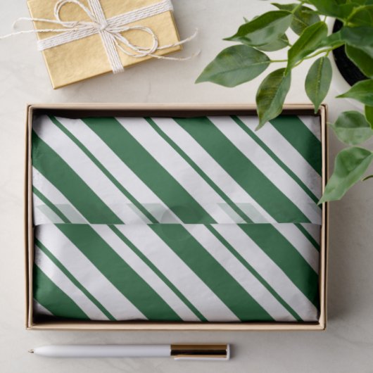 Christmas Candy Cane Stripes in Green and White  薄葉紙 (ギフト)