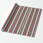 Christmas Candy Cane Stripes in Pink Green and Red ラッピングペーパー (アンロールド)