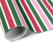 Christmas Candy Cane Stripes in Pink Green and Red ラッピングペーパー (ロールコーナー)