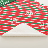 Christmas Candy Cane Stripes Red Green シェルパブランケット (3/4)