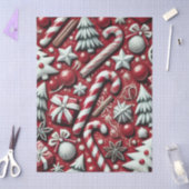 Christmas Candy Cane Tree Presents Red Decoupage 薄葉紙 (クラフト)