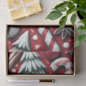Christmas Candy Cane Tree Presents Red Decoupage 薄葉紙 (ギフト)