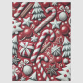 Christmas Candy Cane Tree Presents Red Decoupage 薄葉紙 (正面)