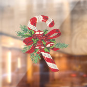 Christmas Candy Cane With Decorative Ribbon ウィンドウサイン (シート2)